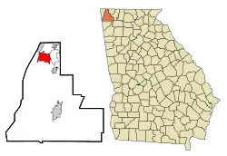 Location in Walker County and the state of Georgia