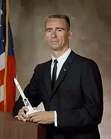 NASA astronaut Walter Cunningham with a flattop