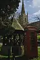 Waltham on the Wolds Well, Church and Telephone Box.