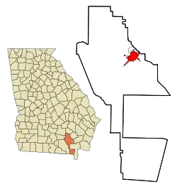 Location in Ware County and the state of Georgia