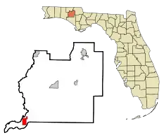 Location in Washington County and the state of Florida