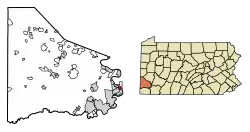 Location of Dunlevy in Washington County, Pennsylvania.