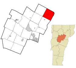 Location in Washington County and the state of Vermont