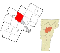 Location in Washington County and the state of Vermont