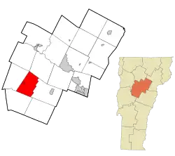 Location in Washington County and the state of Vermont