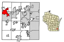 Location of Oconomowoc in Waukesha County, Wisconsin