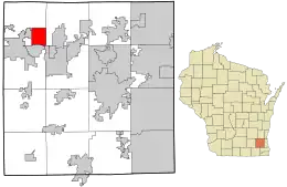 Location in Waukesha County and the state of Wisconsin.