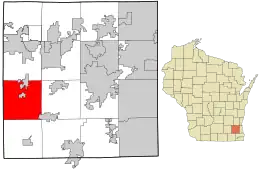 Location in Waukesha County and the state of Wisconsin.