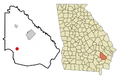 Location in Wayne County and the state of Georgia