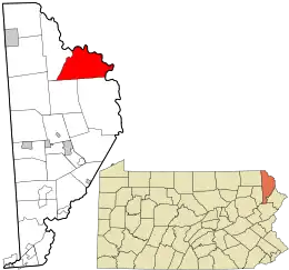 Location in Wayne County and the state of Pennsylvania.