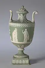 Covered Wedgwood urn; c.1800; jasper ware with relief decoration; overall: 19.7 cm; Cleveland Museum of Art, Cleveland, Ohio, US