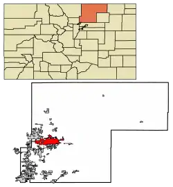 Location of the City of Greeley in Weld County, Colorado.