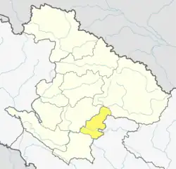 Location of West Rukum District (dark yellow) in Karnali