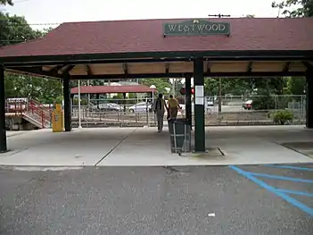 Westwood station's Malverne shelter. The Lynbrook shelter can be seen across the tracks.