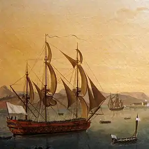 A French ship of the line at the Battle of Martinique (1780).