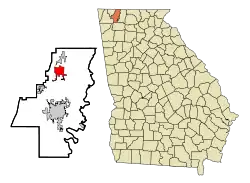 Location in Whitfield County and the state of Georgia