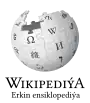 Wikipedia logo showing "Wikipedia: The Free Encyclopedia" in Turkmen