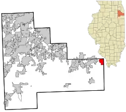 Location in Will County and the state of Illinois.