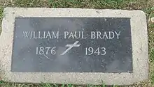 Colour photograph of Brady's headstone