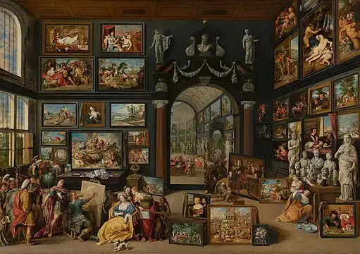 The Gallery of Cornelis van der Geest, by Willem van Haecht shows this painting hanging on the rear wall.