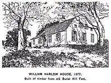 William Harlow House, built in 1677 in Plymouth, made of timbers from the Burial Hill Fort, (meeting place of First Parish Church)