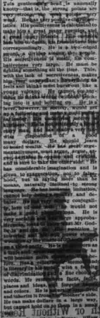 Phrenology reading of William S. Godbe on June 3, 1884, as published in the Deseret News the next day.