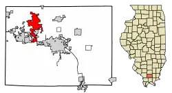 Location of Herrin in Williamson County, Illinois.