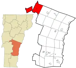 Location in Windsor County and the state of Vermont.