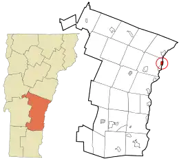 Location in Windsor County and the state of Vermont.