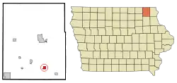 Location of Ossian, Iowa