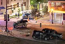 Close up view of the damaged vehicles on East Lake Street in Minneapolis.