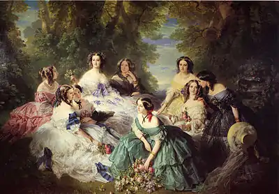 The Empress Eugenie Surrounded by her Ladies in Waiting, by Franz Xaver Winterhalter, 1855, oil on canvas, Château de Compiègne, Compiègne, France