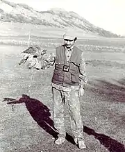 Hunting with goshawk in Kakheti, 1979.