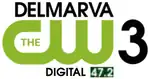 The CW network logo in green. Above it, the word Delmarva. To the right, a numeral 3. Beneath, the words "Digital 47.2" with 47.2 in white on a green box.