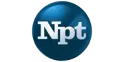 The white letters "N p t" in a slab serif, touching, on a blue sphere.