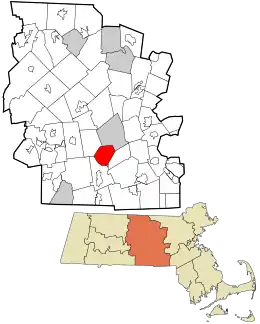 Location in Worcester County and the state of Massachusetts.