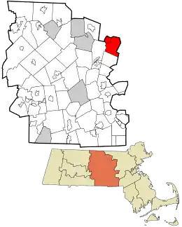 Location in Worcester County and the state of Massachusetts.