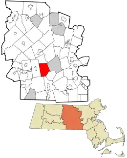 Location in Worcester County and the state of Massachusetts.