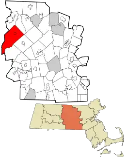 Location in Worcester County and the state of Massachusetts.