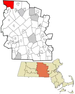 Location in Worcester County and the state of Massachusetts.