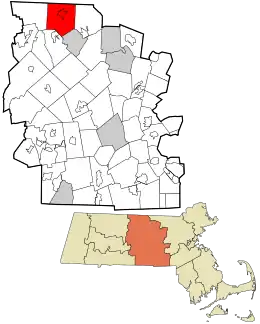 Location in Worcester County and the state of Massachusetts.