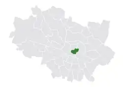 Location of Old Town within Wrocław