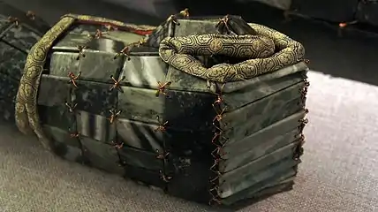 Detail of the hand section of the jade burial suit of Liu Sui, Prince of Liang, of Western Han