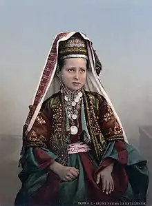 Palestinian young woman of Bethlehem in costume