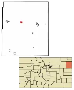 Location of the Town of Eckley in Yuma County, Colorado.