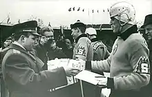 Yuri Gagarin and Göran Sedvall at the 1964 national bandy final