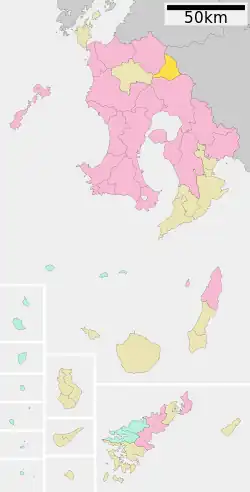 Location of Yūsui in Kagoshima Prefecture