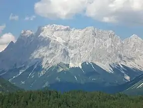 Zugspitze Massif including Schneefernerkopf (centre left, 2,874 m)