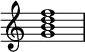 
{
\override Score.TimeSignature #'stencil = ##f
\relative c'' { 
  \clef treble 
  \time 4/4
  <g b d f>1
} }
