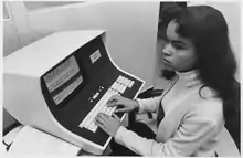 Using an NCR 796-201 cathode-ray terminal, circa 1972